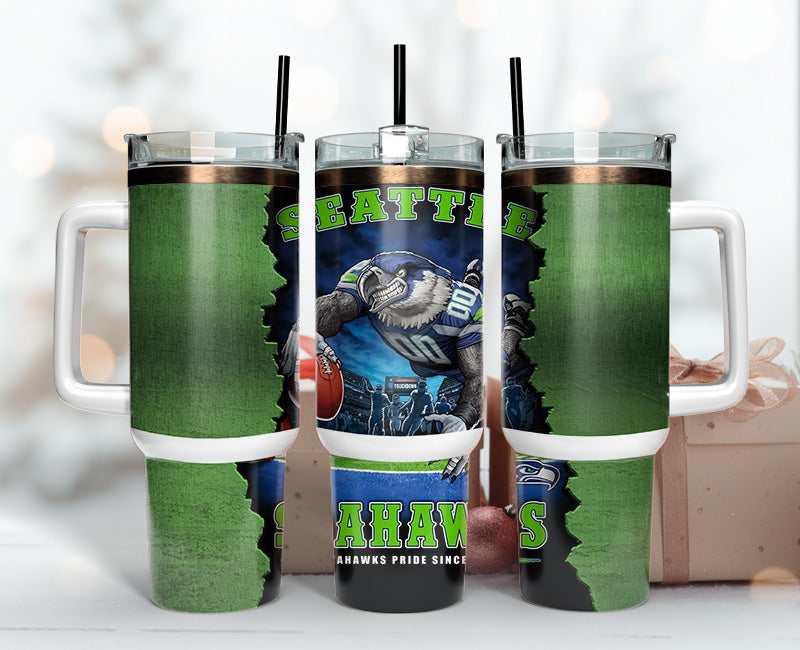 Seattle Football Themed Tumbler - Insulated Travel Mug for Game Day