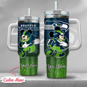 Personalized Seattle Football Fan Tumbler with Cartoon Design