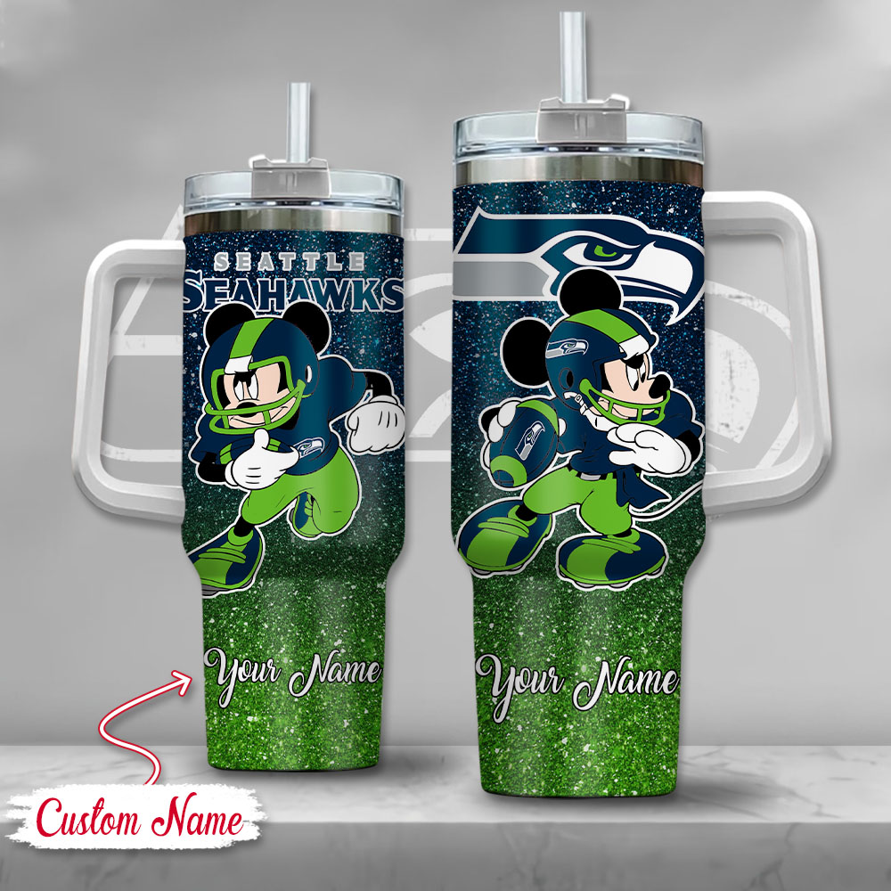 Personalized Seattle Football Fan Tumbler with Cartoon Design