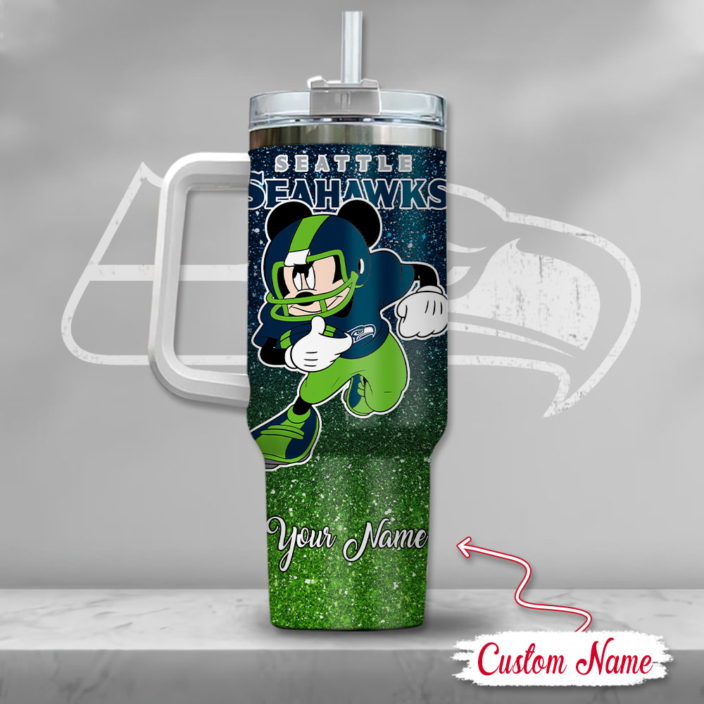Personalized Seattle Football Fan Tumbler with Cartoon Design - Image 3