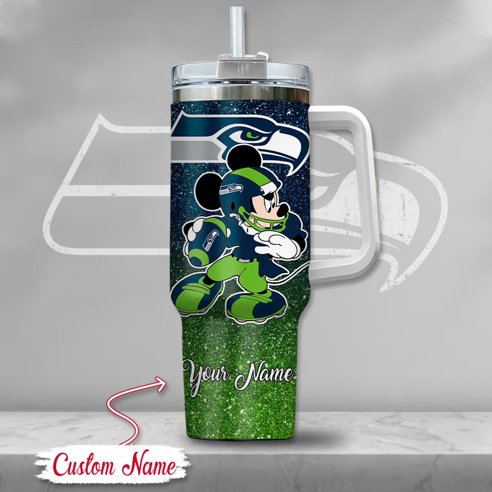 Personalized Seattle Football Fan Tumbler with Cartoon Design - Image 2