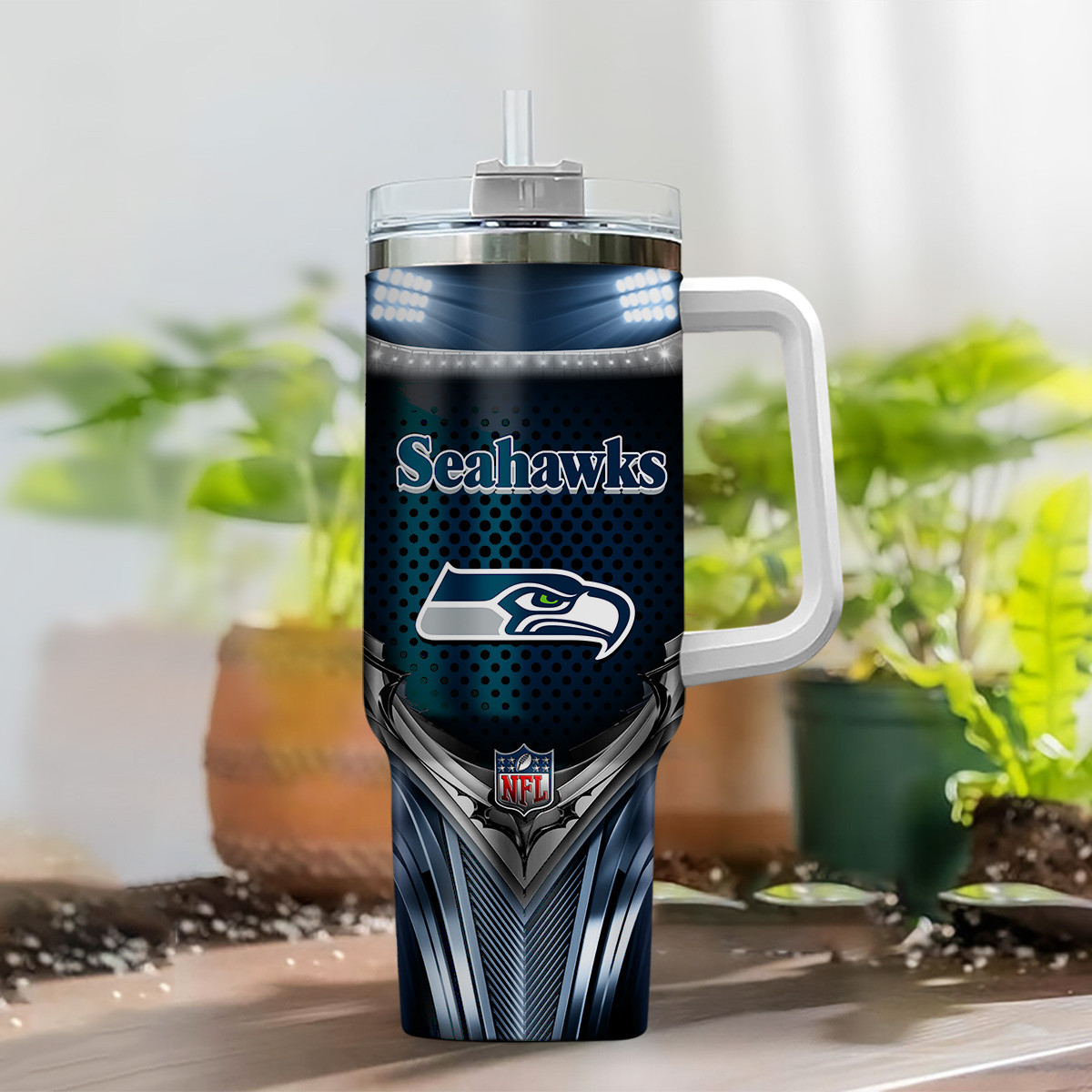 Customizable Seahawks Fan Mug with Straw & Handle - Perfect for Game Day! - Image 2
