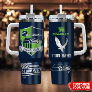 Personalized Seahawks Travel Mug - Custom Name & Logo Design - Perfect Gift