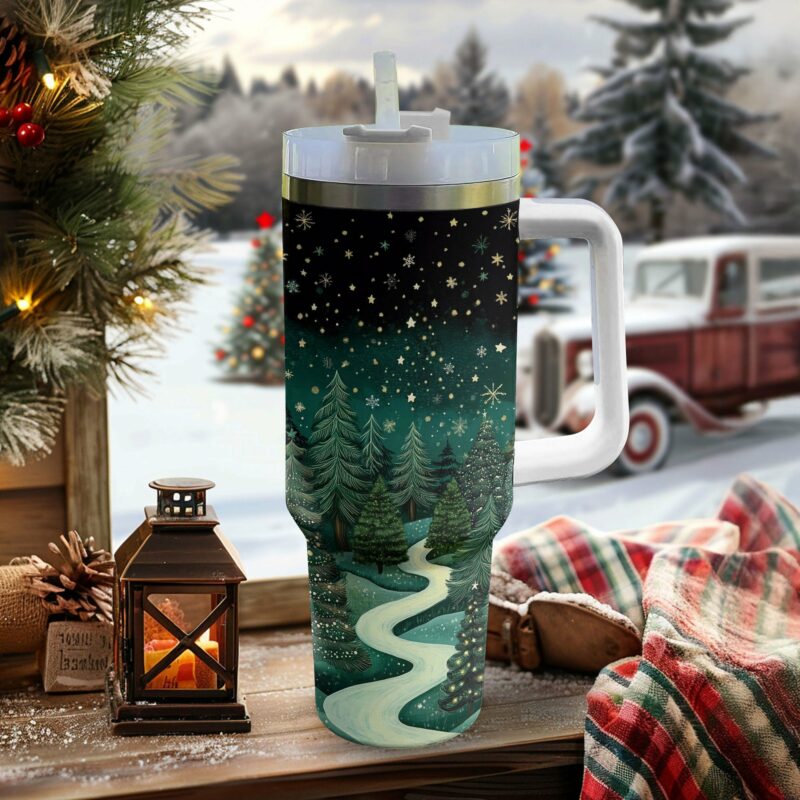 Serene Winter Christmas Custom Stanley Quencher 40oz Stainless Steel Tumbler With Handle - Threewoofs - Image 2