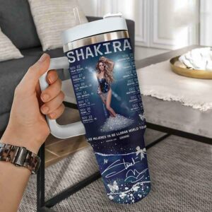 Shakira Music Custom Stanley Quencher 40oz Stainless Steel Tumbler With Handle - Threewoofs