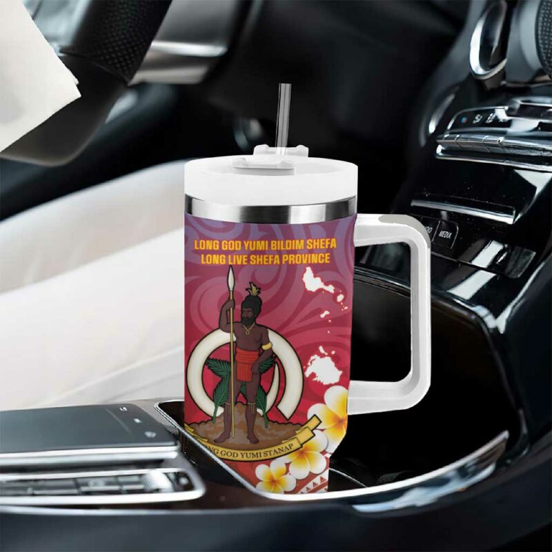Shefa Province Vanuatu Map With Plumeria Flag Color Custom Stanley Quencher 40oz Stainless Steel Tumbler With Handle - Threewoofs - Image 8