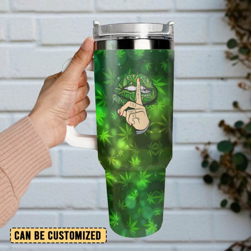 Shut The F**k Up Custom Stanley Quencher 40oz Stainless Steel Tumbler With Handle - Threewoofs - Image 3
