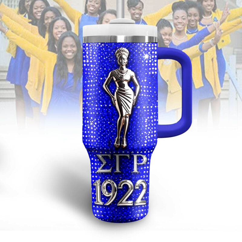 Sigma Gamma Rho Custom Stanley Quencher 40oz Stainless Steel Tumbler With Handle - Threewoofs - Image 3