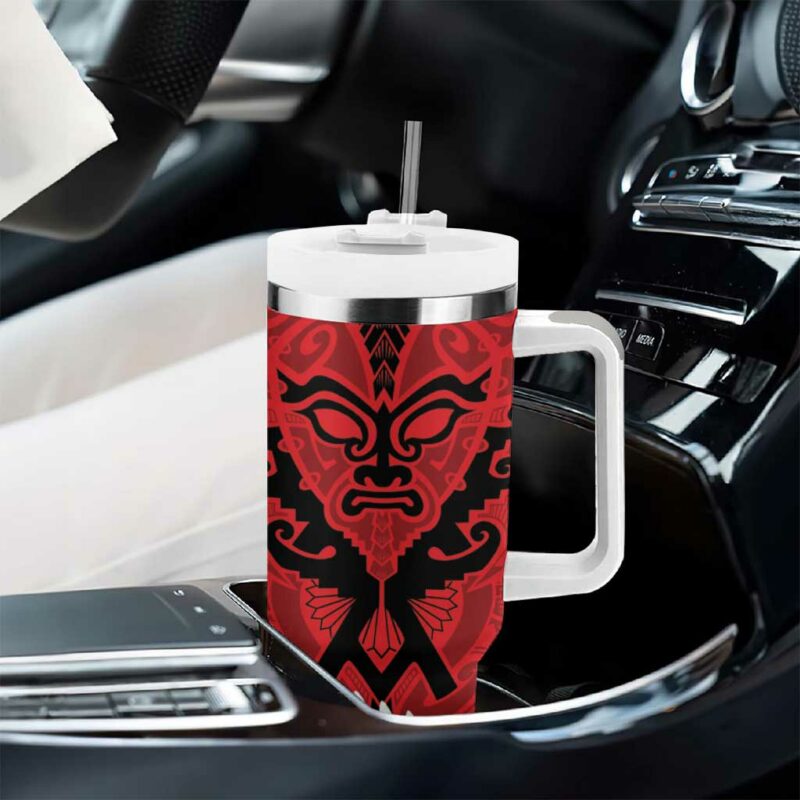 Silver Fern Koru Swirls with Maori Ta Moko Custom Stanley Quencher 40oz Stainless Steel Tumbler With Handle - Threewoofs - Image 8