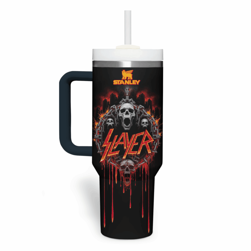 Slayer Band Music Custom Stanley Quencher 40oz Stainless Steel Tumbler With Handle - Threewoofs - Image 2