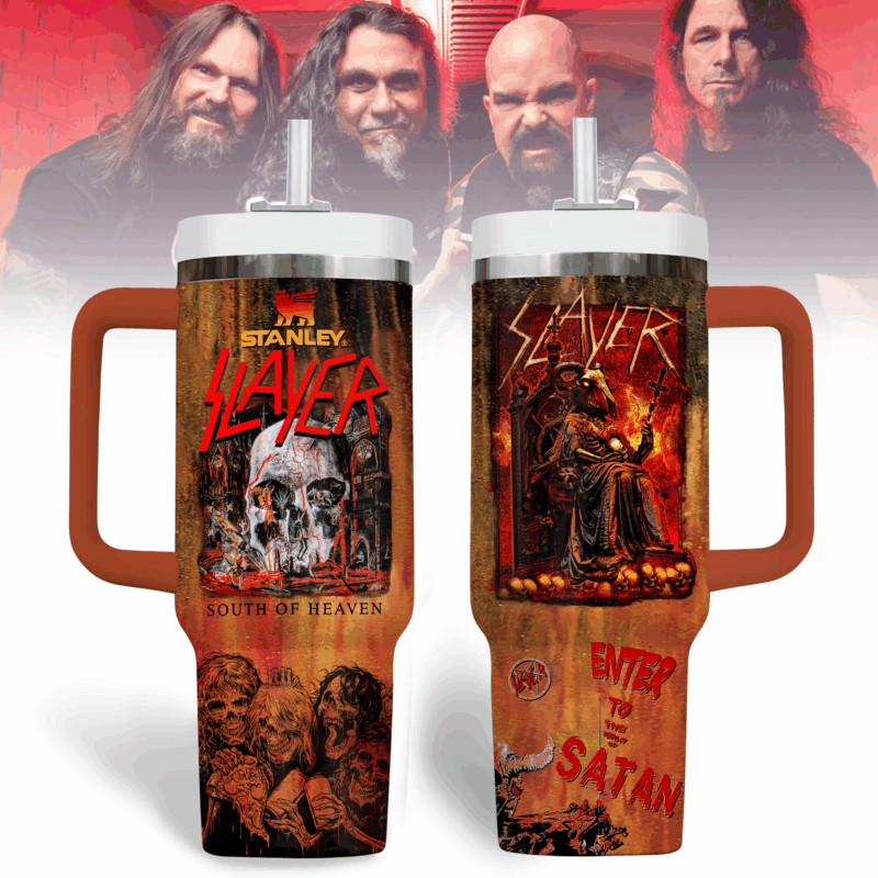 Slayer Band Music Custom Stanley Quencher 40oz Stainless Steel Tumbler With Handle - Threewoofs