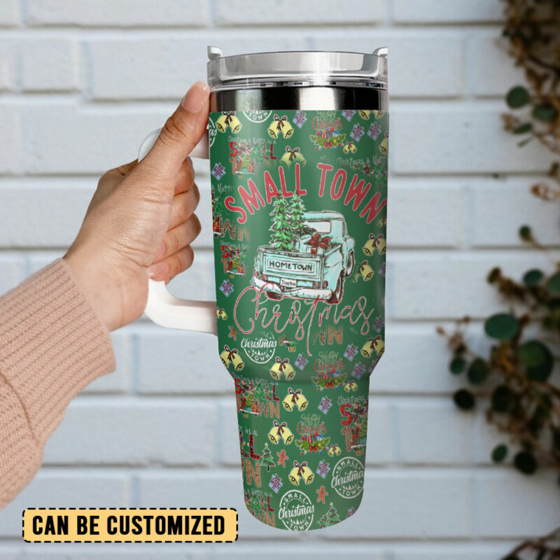 Small Town Christmas Custom Stanley Quencher 40oz Stainless Steel Tumbler With Handle - Threewoofs - Image 3