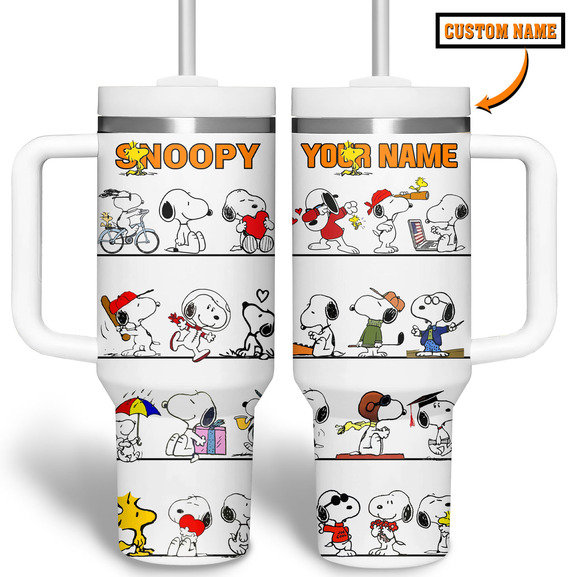 Custom Name Snoopy Travel Mug - Personalized Peanuts Cartoon Tumbler - Image 6