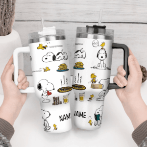 Personalized Snoopy & Woodstock Travel Mug - Custom Name Gift
