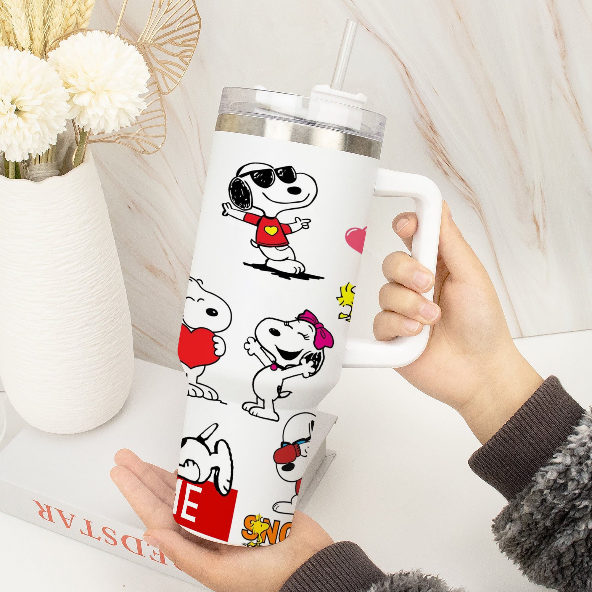 Personalized Snoopy & Woodstock Love Tumbler - Custom Name Gift - Image 3