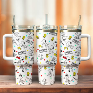 Snoopy & Woodstock Insulated Tumbler with Handle - Fun & Functional Drinkware