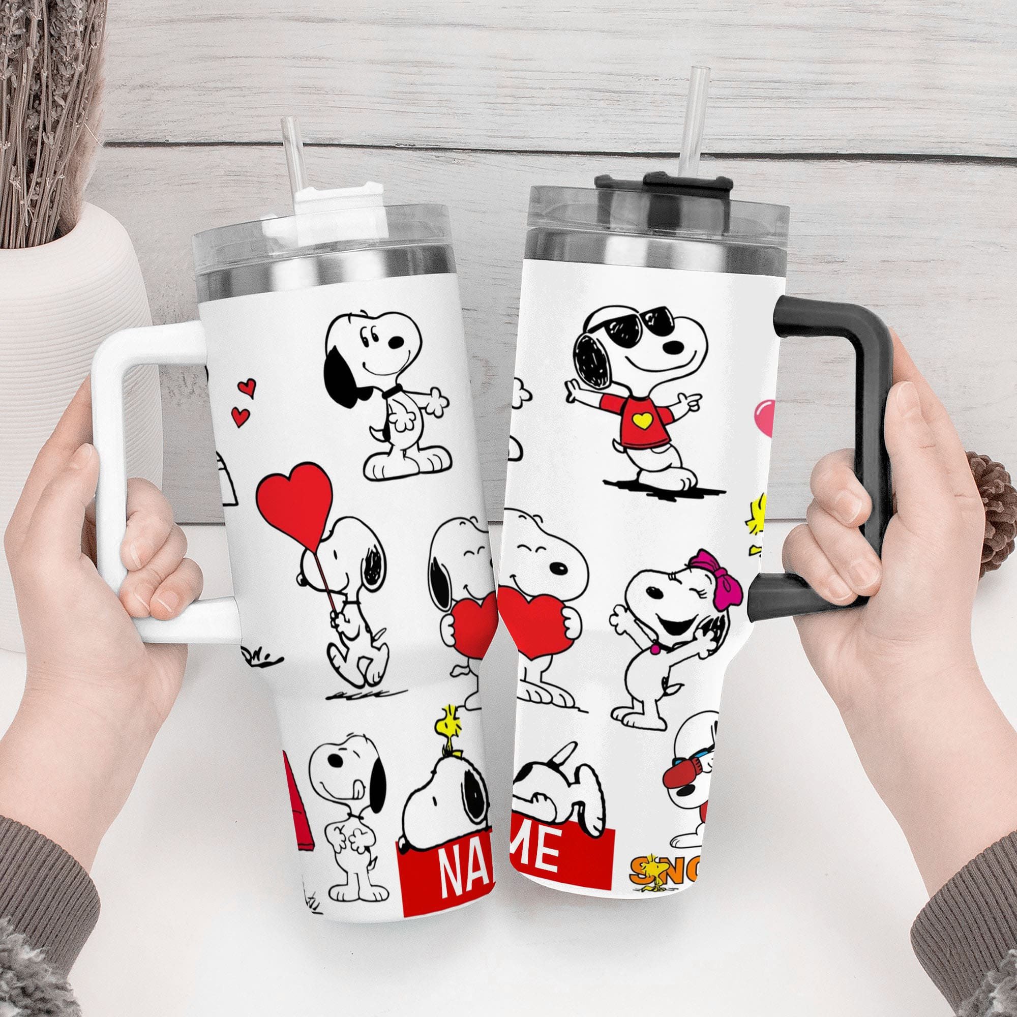 Personalized Snoopy & Woodstock Love Tumbler - Custom Name Gift - Image 4