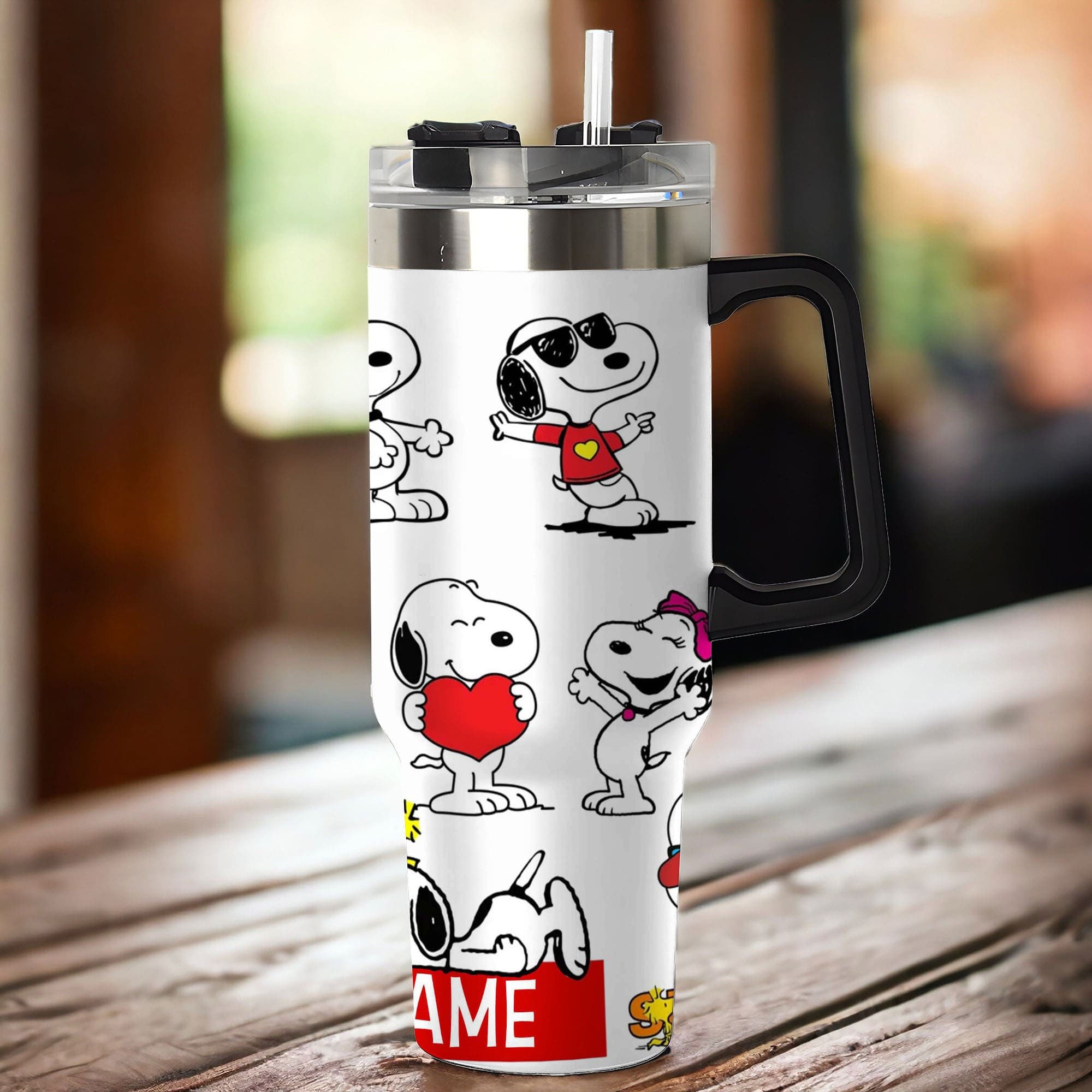 Personalized Snoopy & Woodstock Love Tumbler - Custom Name Gift - Image 5