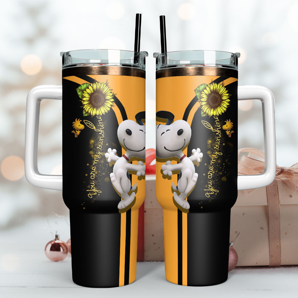 Charming Sunflower & Dog Tumbler with Handle - Perfect for Coffee Lovers - Image 3