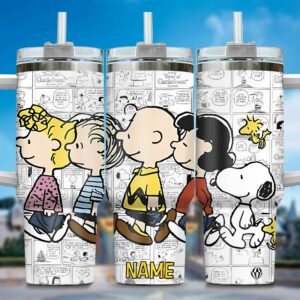 Personalized Peanuts Comic Strip Tumbler - Custom Name Insulated Cup