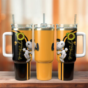 Charming Sunflower & Dog Tumbler with Handle - Perfect for Coffee Lovers