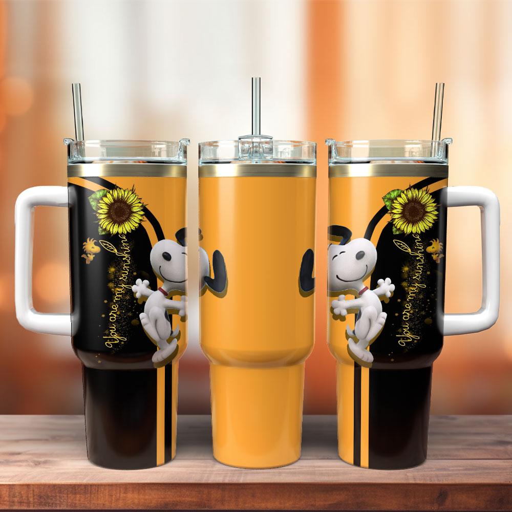 Charming Sunflower & Dog Tumbler with Handle - Perfect for Coffee Lovers