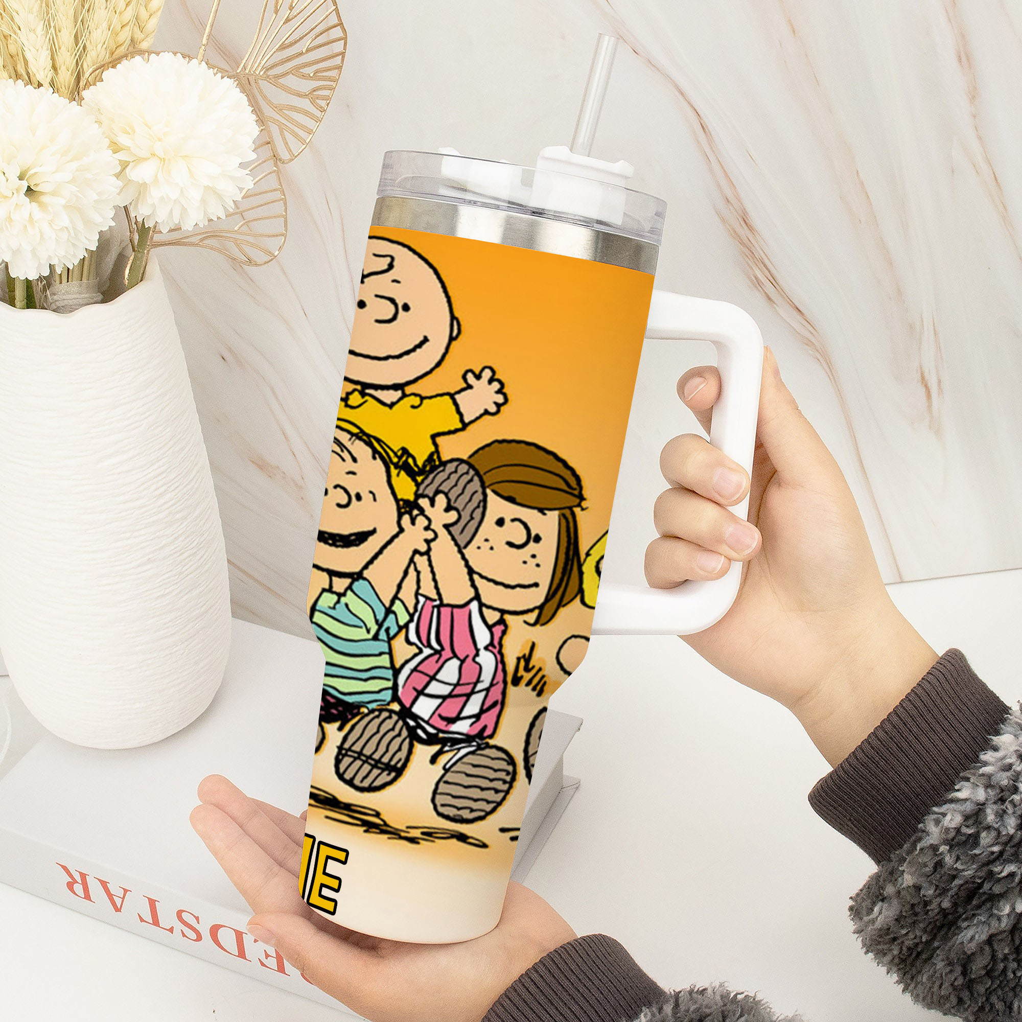 Personalized Cartoon Character Insulated Tumbler with Straw - Fun & Colorful Drinkware - Image 2