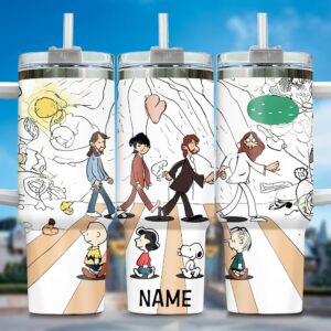Personalized Cartoon Tumbler with Straw - Custom Name Insulated Travel Cup