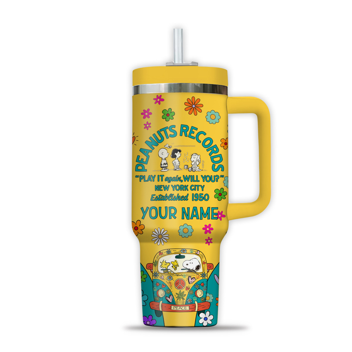 Custom Peanuts Music Travel Mug - Personalized Snoopy & Friends - Image 2