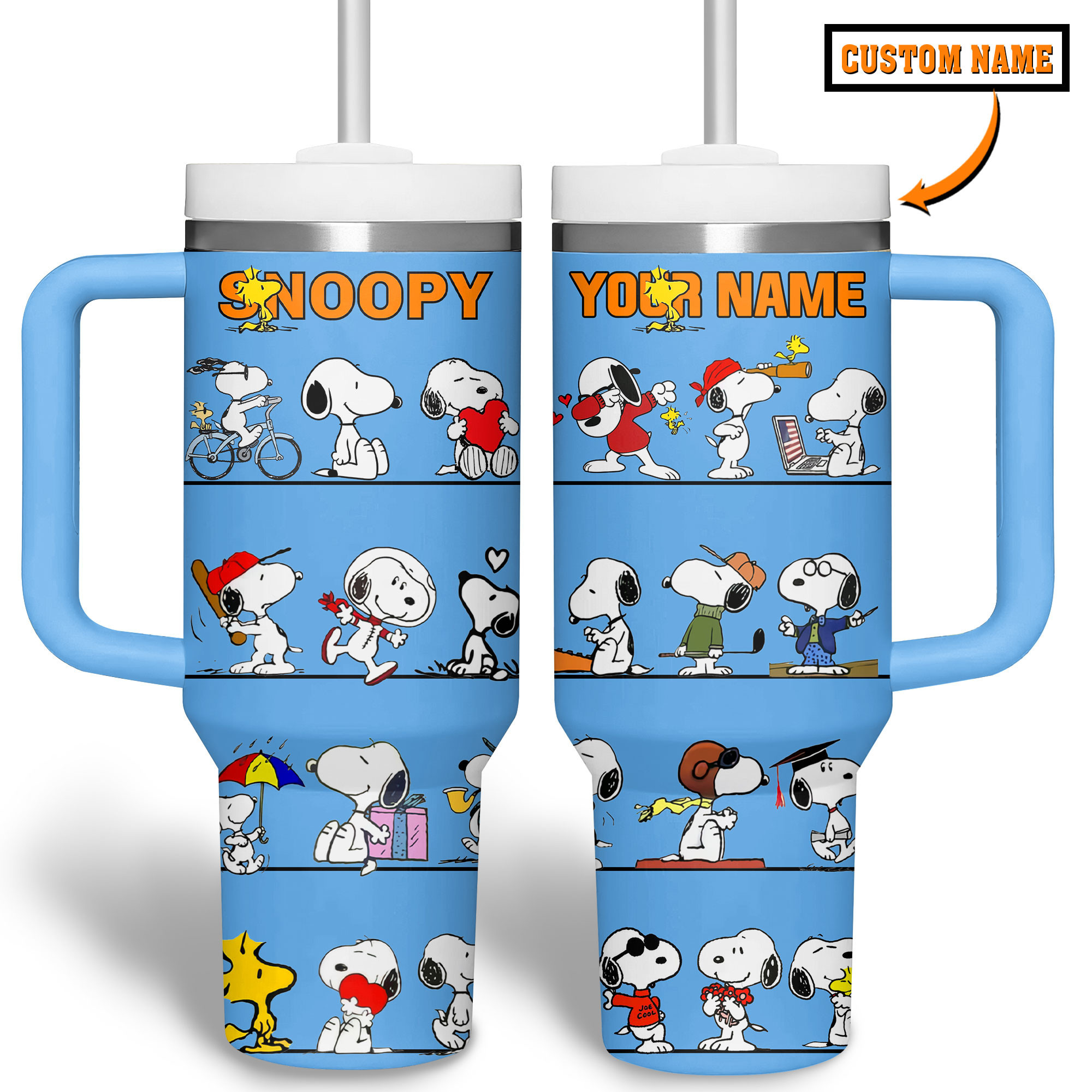 Custom Name Snoopy Travel Mug - Personalized Peanuts Cartoon Tumbler - Image 9