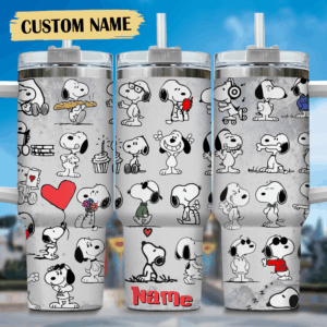 Custom Name Snoopy Tumbler - Personalized Drinkware with Cartoon Design