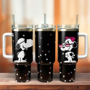 Chic Cartoon Starry Travel Mug with Handle & Straw - Spill-Proof & Stylish