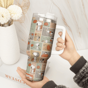 Snoopy Comic Strip Tumbler with Straw - Large 40oz Insulated Mug for Hot & Cold Drinks