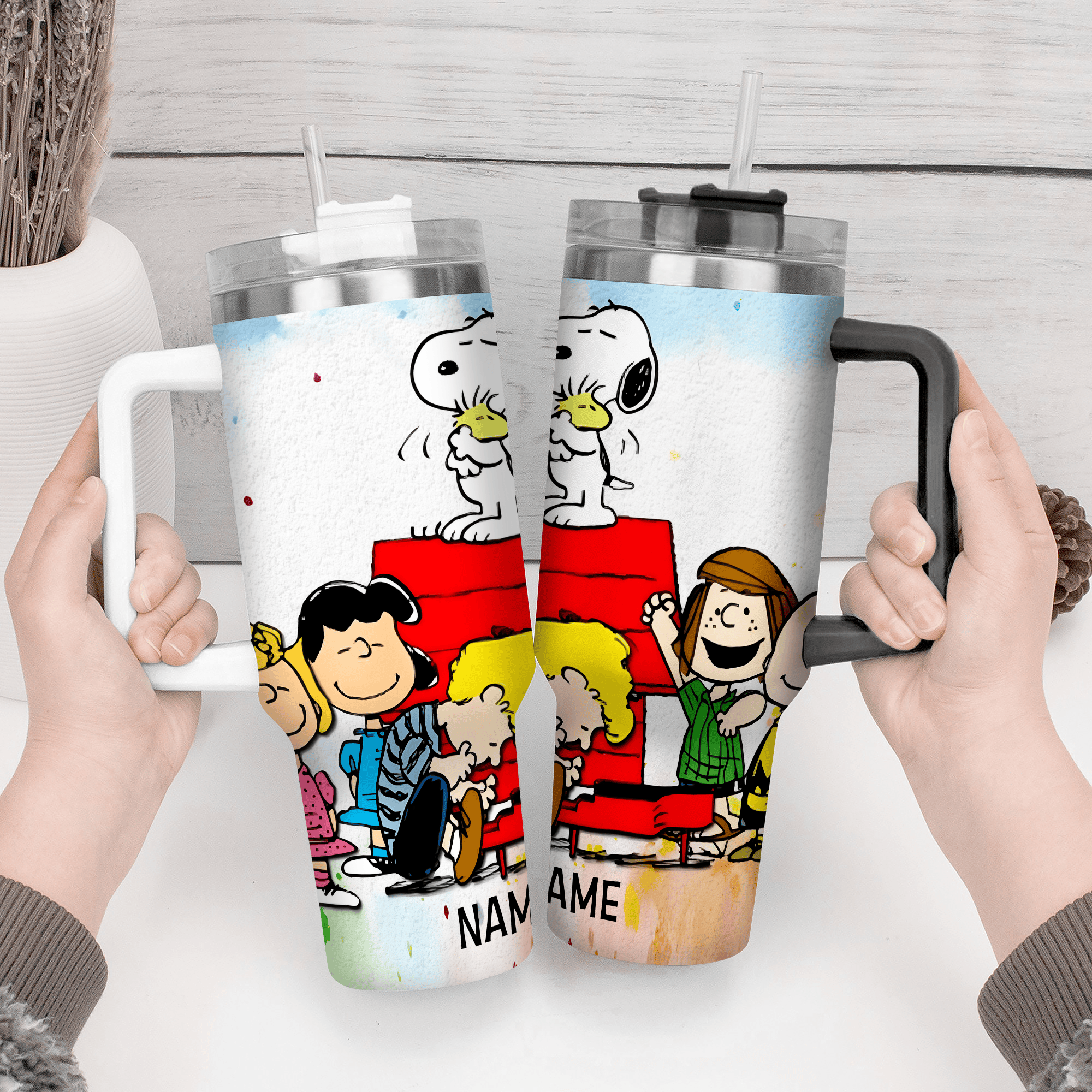 Personalized Snoopy & Friends Tumbler Mug - Custom Name Gift