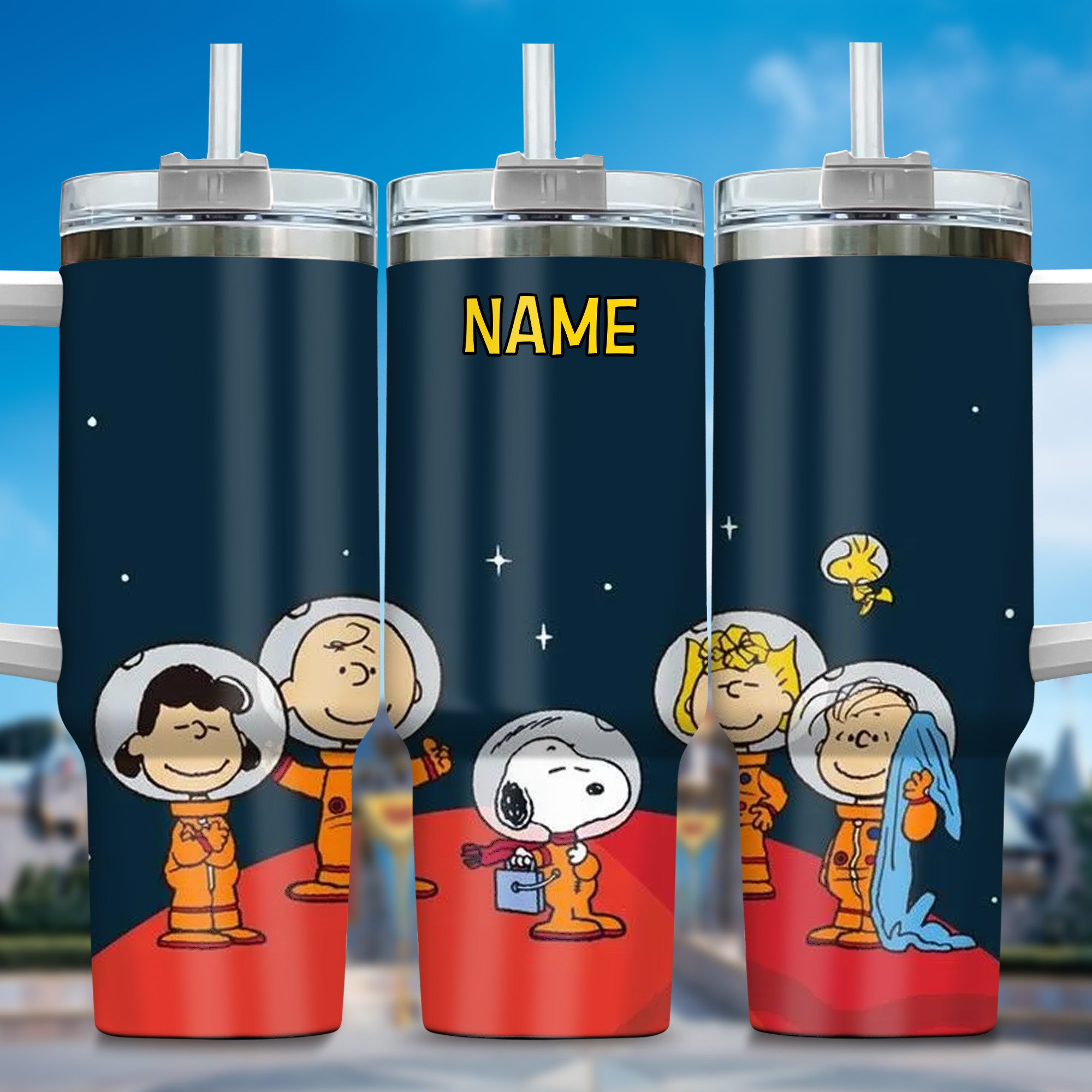 Custom Space Adventure Tumbler with Straw - Personalized Astronaut Design