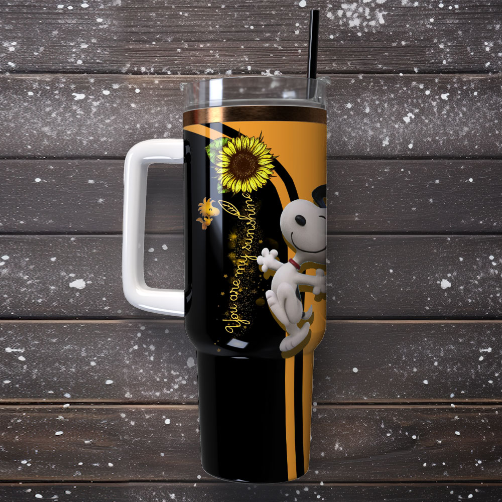 Charming Sunflower & Dog Tumbler with Handle - Perfect for Coffee Lovers - Image 4