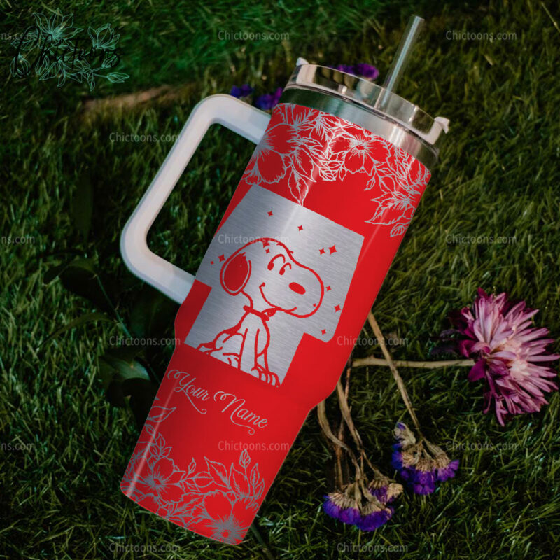 Snoopy Cartoon Custom Stanley Quencher 40oz Stainless Steel Tumbler - Threewoofs - Image 4