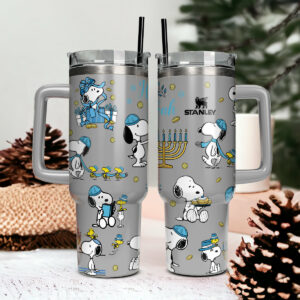 Snoopy Cartoon Custom Stanley Quencher 40oz Stainless Steel Tumbler With Handle - Threewoofs