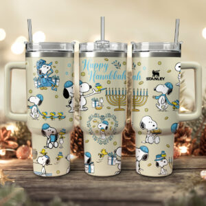 Snoopy Cartoon Custom Stanley Quencher 40oz Stainless Steel Tumbler With Handle - Threewoofs