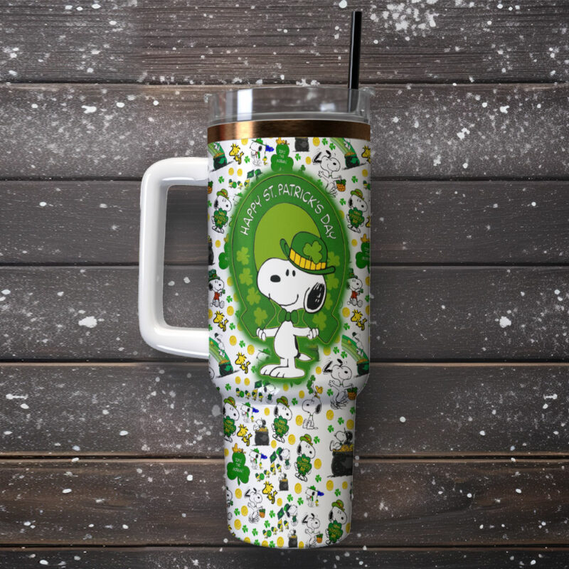 Snoopy Cartoon Custom Stanley Quencher 40oz Stainless Steel Tumbler With Handle - Threewoofs - Image 2