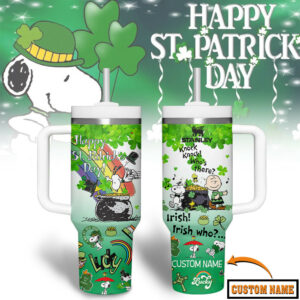 Snoopy Cartoon Custom Stanley Quencher 40oz Stainless Steel Tumbler With Handle - Threewoofs