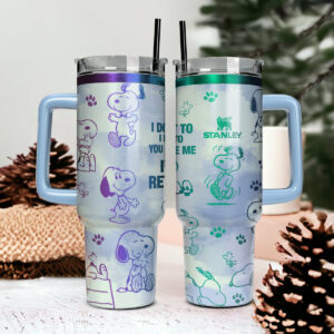 Snoopy Cartoon Custom Stanley Quencher 40oz Stainless Steel Tumbler With Handle - Threewoofs