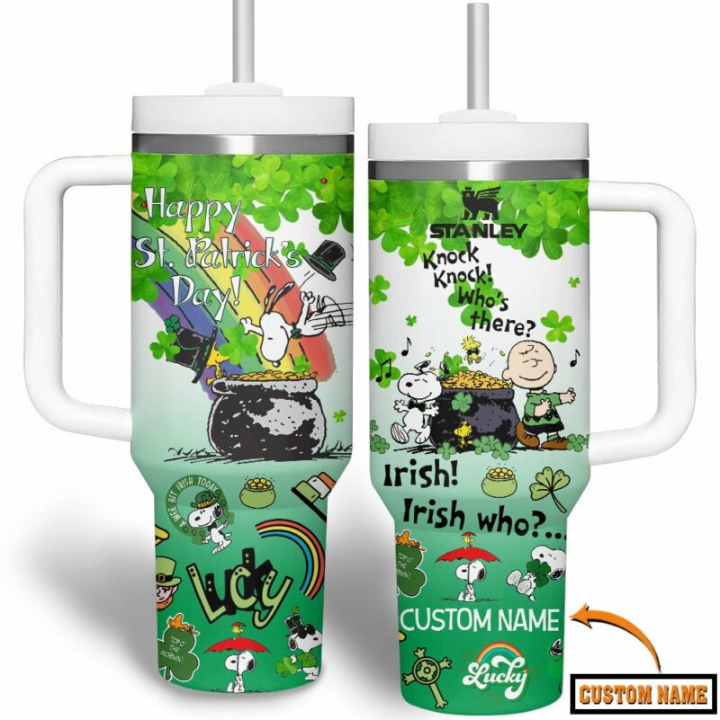 Snoopy Cartoon Custom Stanley Quencher 40oz Stainless Steel Tumbler With Handle - Threewoofs - Image 2