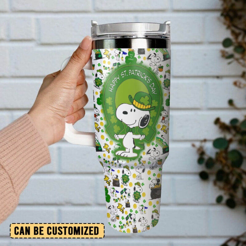 Snoopy Cartoon Custom Stanley Quencher 40oz Stainless Steel Tumbler With Handle - Threewoofs - Image 3