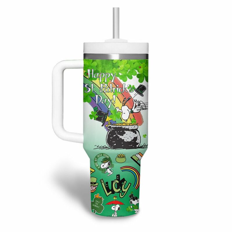 Snoopy Cartoon Custom Stanley Quencher 40oz Stainless Steel Tumbler With Handle - Threewoofs - Image 3