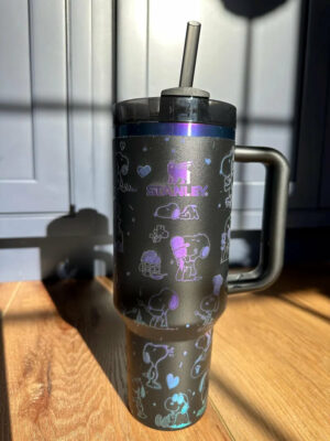 Snoopy Cartoon Custom Stanley Quencher 40oz Stainless Steel Tumbler With Handle - Threewoofs