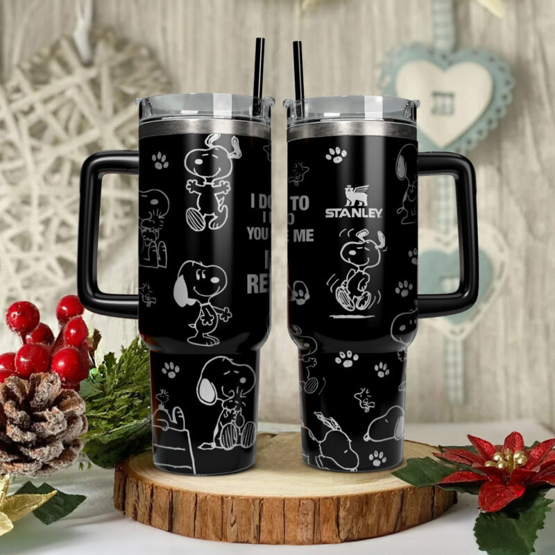 Snoopy Cartoon Custom Stanley Quencher 40oz Stainless Steel Tumbler With Handle - Threewoofs