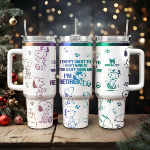 Snoopy Cartoon Custom Stanley Quencher 40oz Stainless Steel Tumbler With Handle - Threewoofs