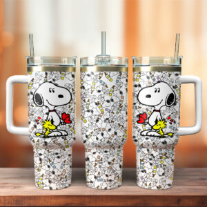 Cute Cartoon Character Insulated Tumbler with Handle & Straw - 40oz