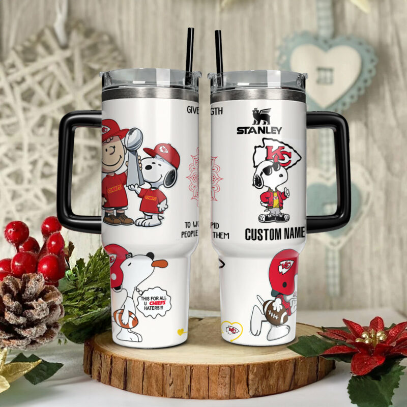 Snoopy PeanuTaylor Swift Football Cartoon Custom Stanley Quencher 40oz Stainless Steel Tumbler With Handle - Threewoofs - Image 2